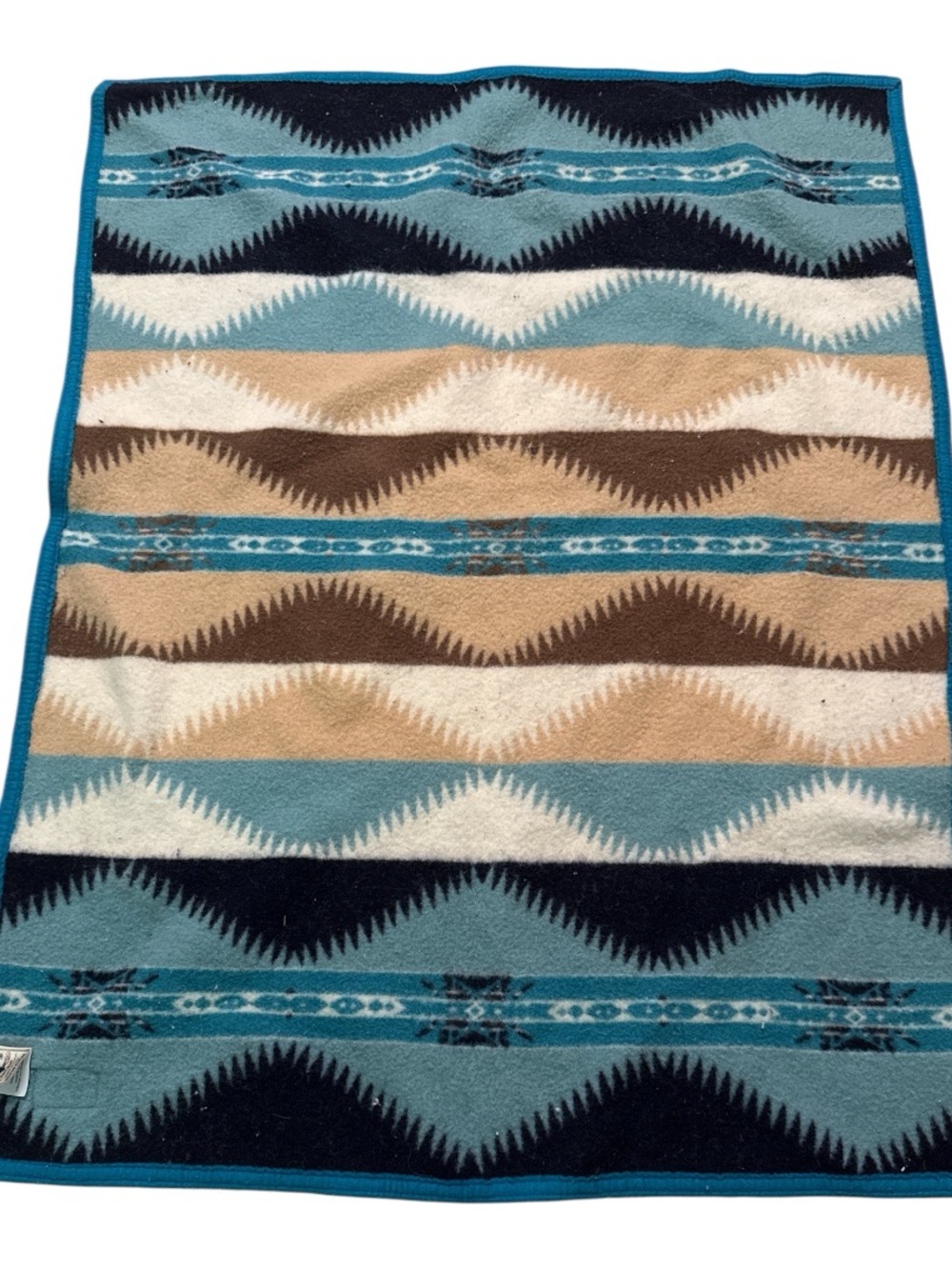 Pendleton Muchacho Wool Baby Blanket Native designs Blue Turquoise & Black 30x40